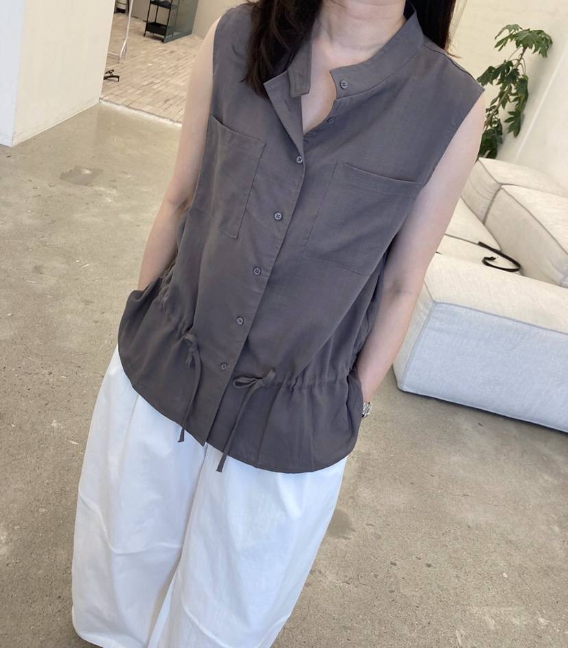 GLAD SOME韓國直郵實拍女士新品休閑推薦馬甲不含內搭亞麻GLAD SOME馬甲