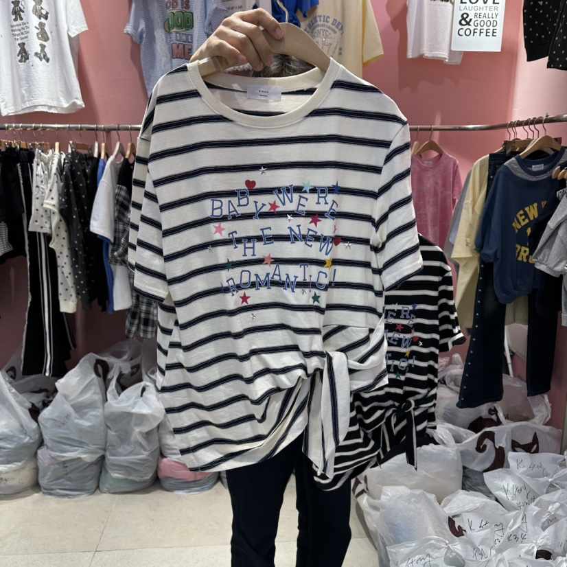 K STORY韓國代購女裝新款熱賣休閑人氣26春夏，26夏季T恤絲帶K STORYT恤