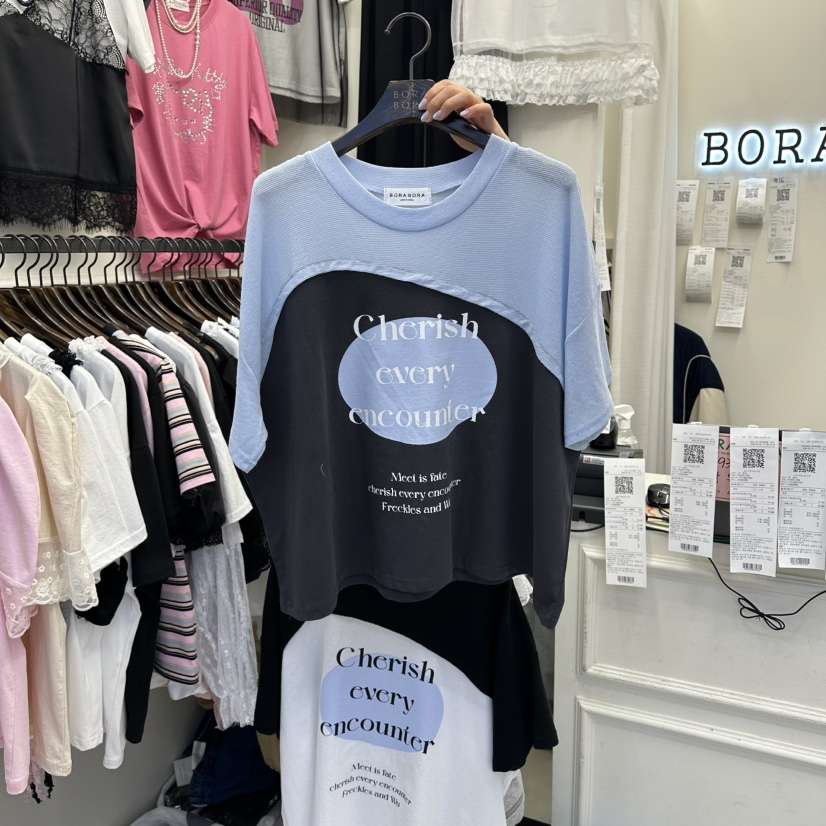 BORA BORA韓國東大門代購女士新款推薦時尚休閑T恤假兩件BORA BORAT恤
