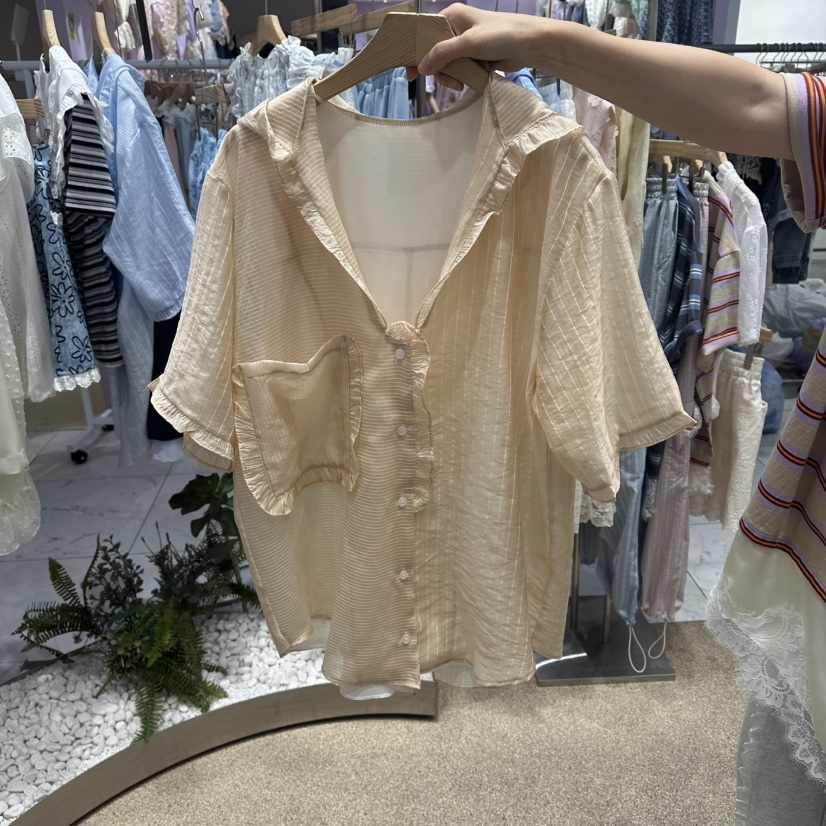 VIRUS韓國直郵實拍女士新款時尚26春夏，26夏季襯衫蕾絲衫VIRUS襯衫/蕾絲衫