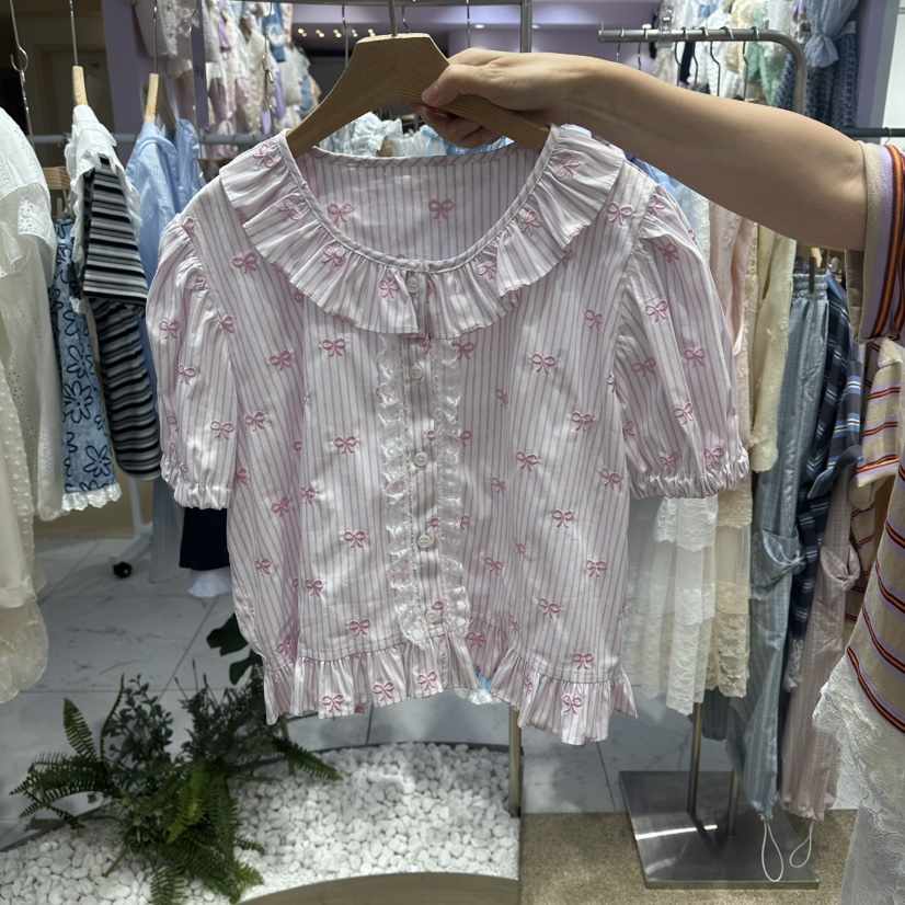 VIRUS東大門實拍女士新品人氣真品時尚26春夏襯衫蕾絲衫絲帶VIRUS襯衫/蕾絲衫