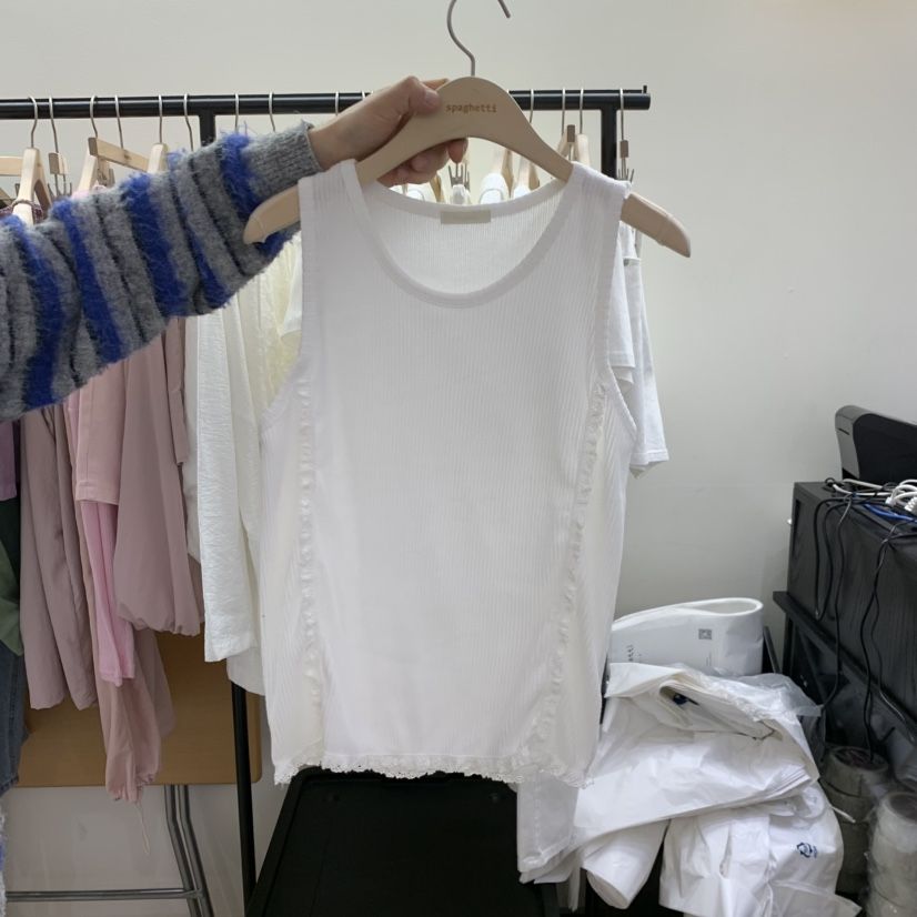 SPAGHETTI韓國直郵女士新品推薦休閑人氣時尚吊帶背心鏤空spaghetti吊帶/背心