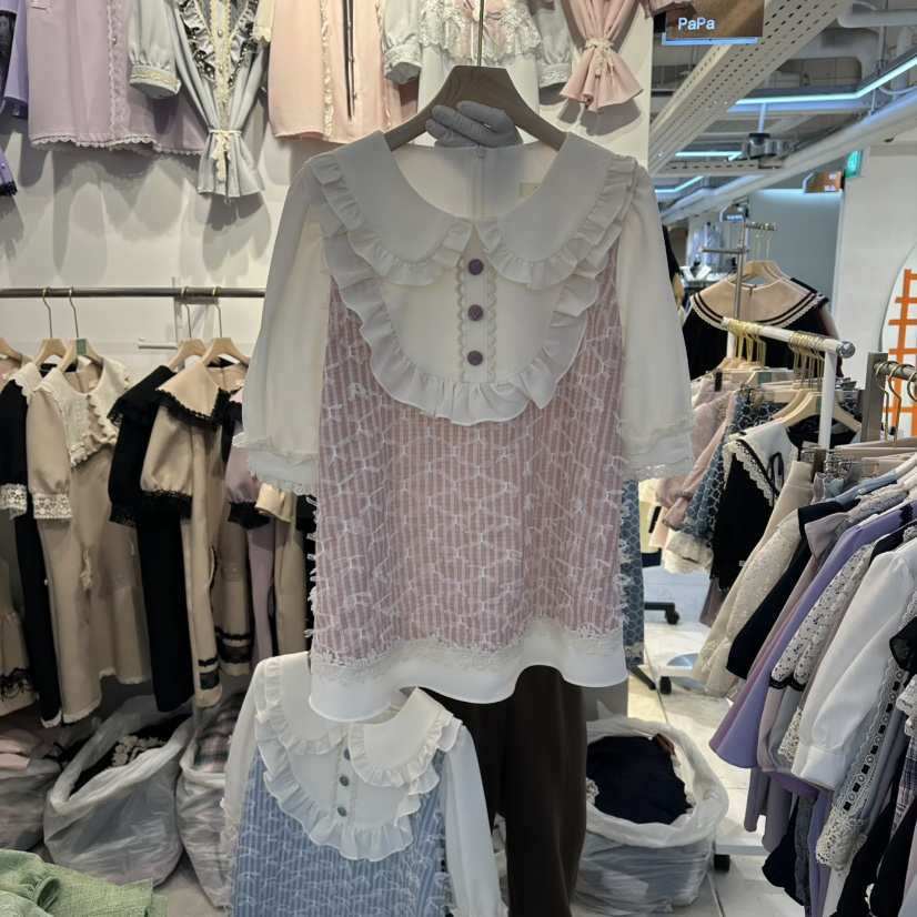 PAPA韓國東大門直郵女士新品推薦人氣26夏季職業襯衫蕾絲衫Papaine/HALMADE襯衫/蕾絲衫