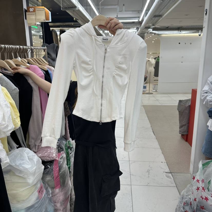 SAGE BRUSH韓國直郵女裝新品休閑職業熱賣推薦衛衣拉鏈褶皺SAGE BRUSH衛衣