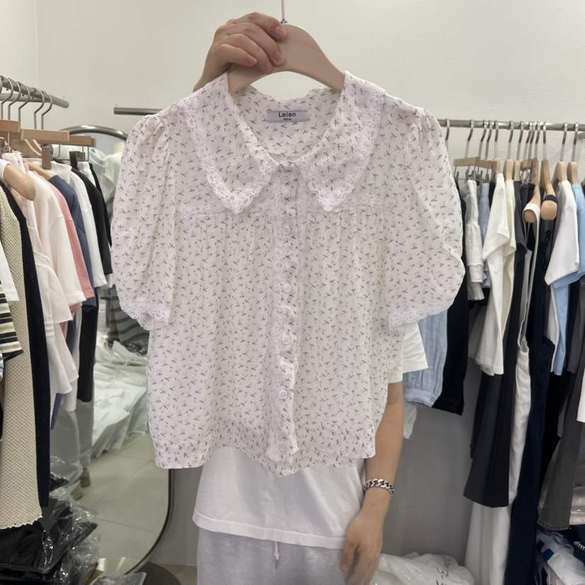 LELEN韓國東大門直郵女士新款熱賣人氣時尚襯衫蕾絲衫小碎花LELEN襯衫/蕾絲衫