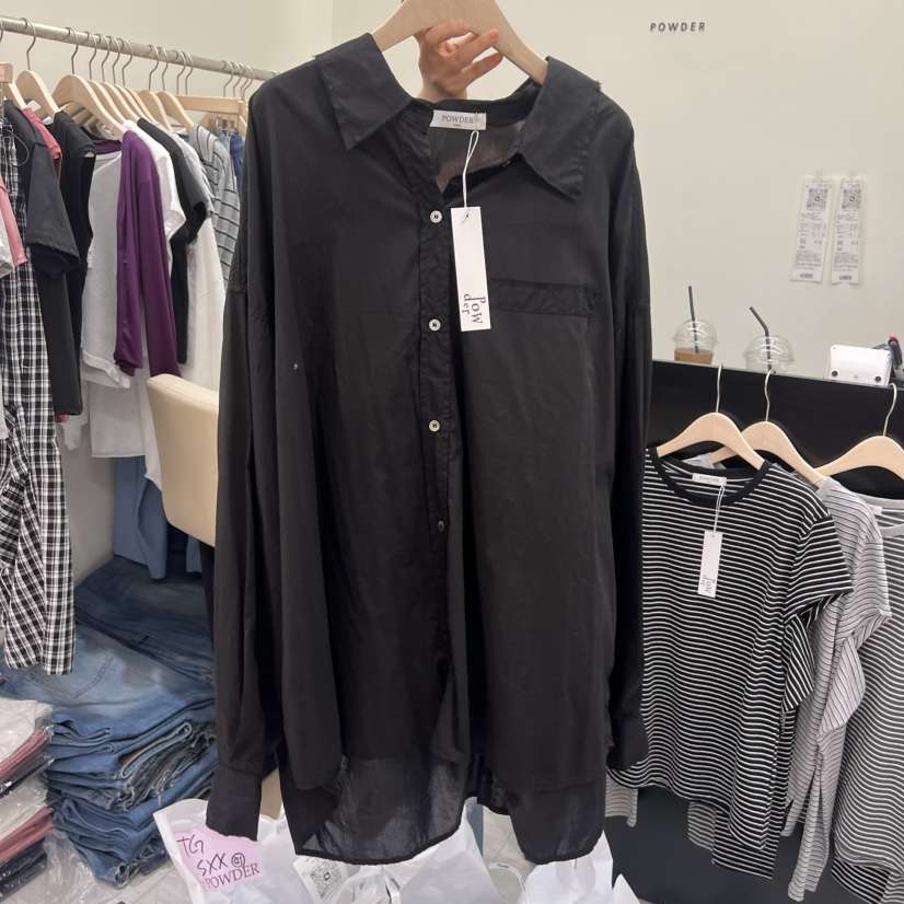 POWDER韓國直郵女裝新品26夏季熱賣時尚推薦職業襯衫蕾絲衫POWDER襯衫/蕾絲衫