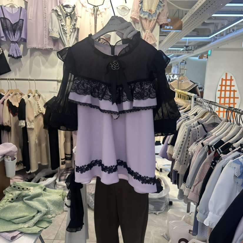 PAPA韓國代購女士新品休閑人氣26春夏推薦26夏季襯衫蕾絲衫Papaine/HALMADE襯衫/蕾絲衫