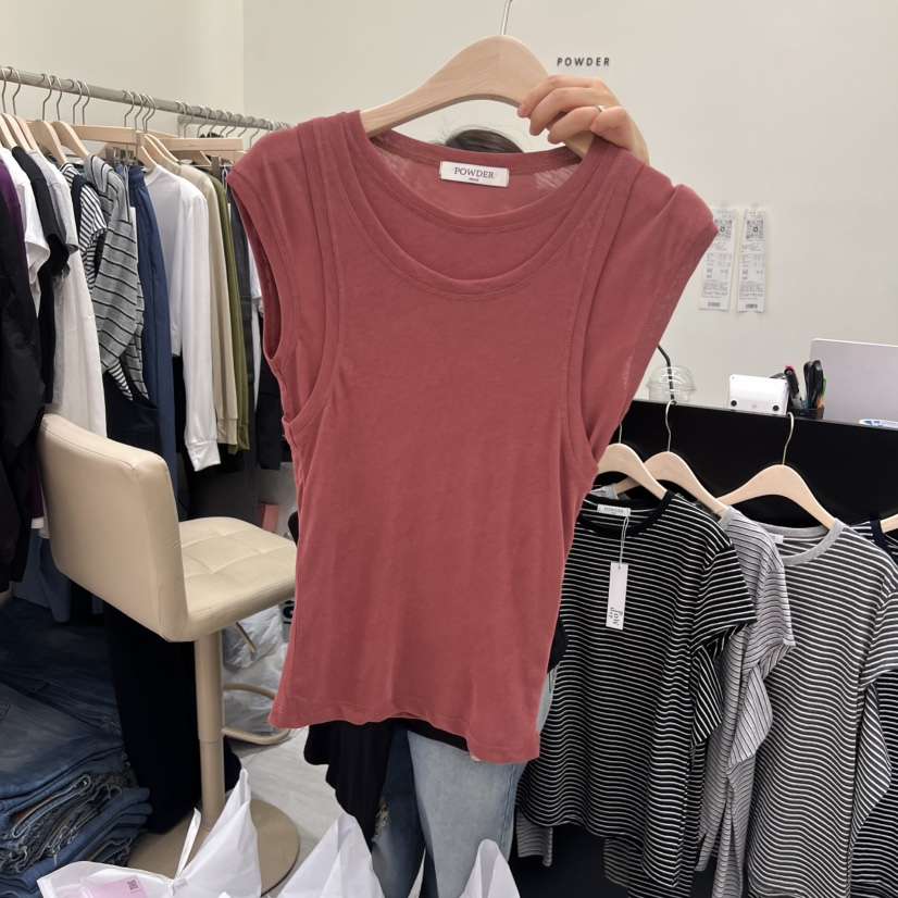 POWDER韓國直郵女士新款26夏季時尚26春夏人氣休閑推薦T恤POWDERT恤