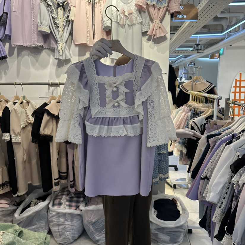 PAPA韓國代購女士新品26春夏職業推薦時尚熱賣襯衫蕾絲衫Papaine/HALMADE襯衫/蕾絲衫