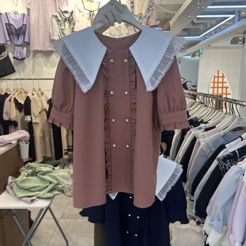 PAPA韓國直郵實拍女裝新款26夏季26春夏熱賣休閑襯衫蕾絲衫Papaine/HALMADE襯衫/蕾絲衫