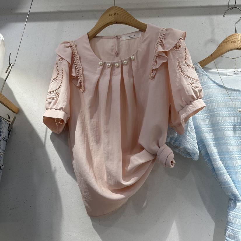 BELITA東大門實拍韓國女裝新款時尚熱賣推薦襯衫蕾絲衫刺繡BELITA襯衫/蕾絲衫