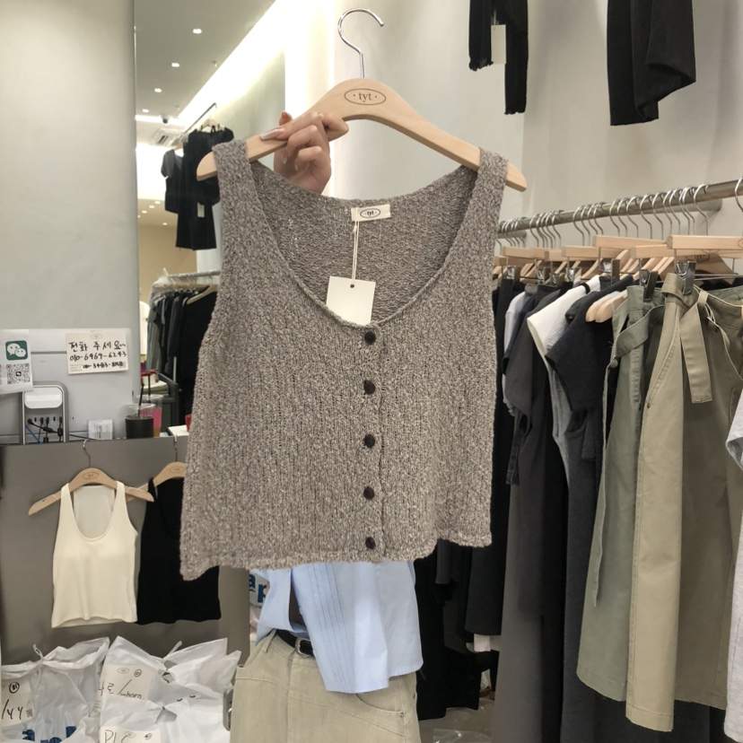 TAKE YOUE TIME韓國直郵實拍女裝新款熱賣吊帶背心無袖針織衫TAKE YOUE TIME吊帶/背心