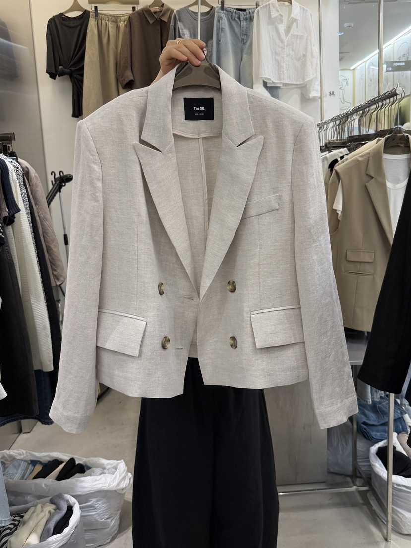 THE SIL韓國代購女裝新品26春夏職業推薦人氣26夏季夾克亞麻THE SIL/1 2ILLY夾克