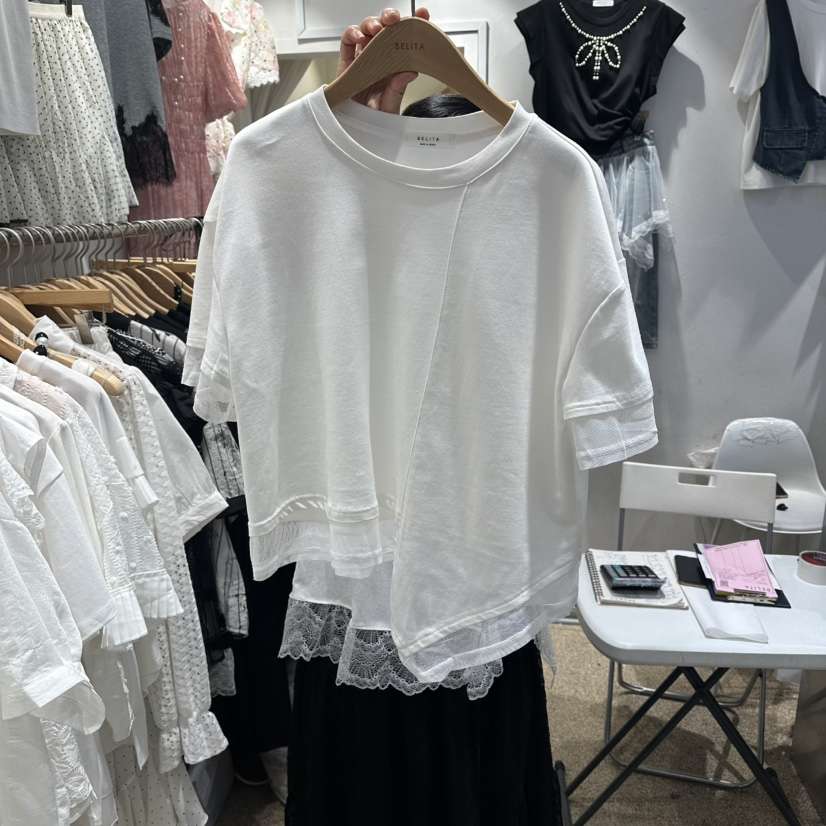 BELITA韓國直郵女裝新款推薦職業26春夏時尚26夏季T恤網狀BELITAT恤