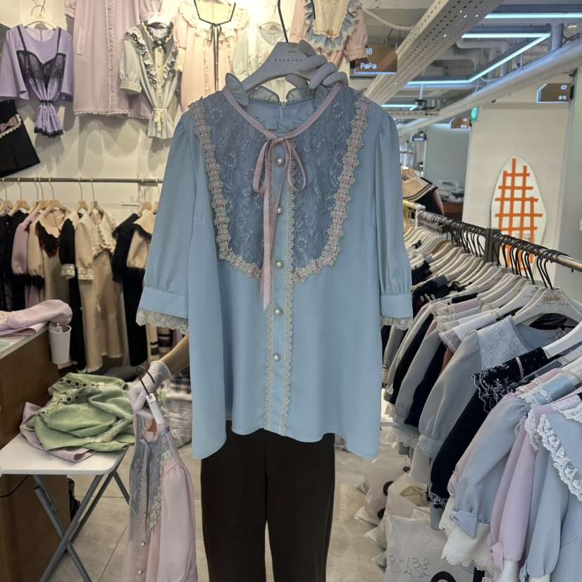 PAPA韓國東大門直郵女士新款時尚26夏季職業熱賣襯衫蕾絲衫Papaine/HALMADE襯衫/蕾絲衫