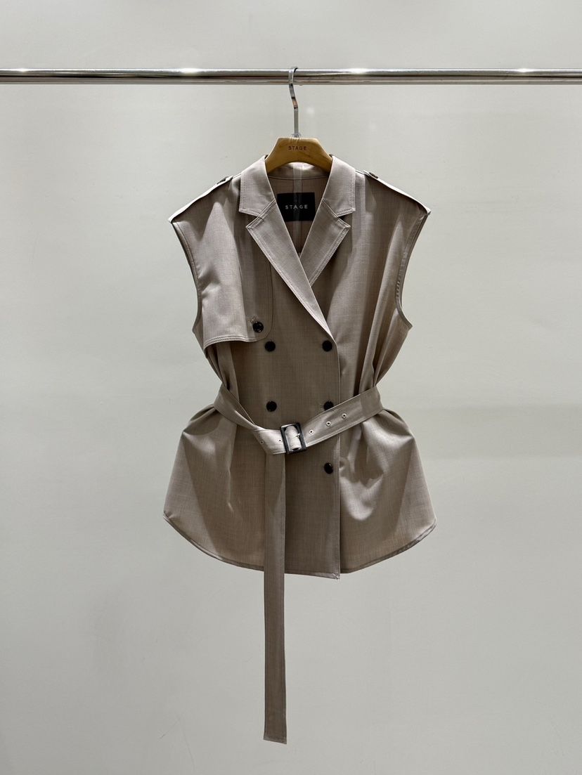 STAGE東大門直郵女士新品熱賣推薦休閑職業人氣馬甲含腰帶STAGE馬甲