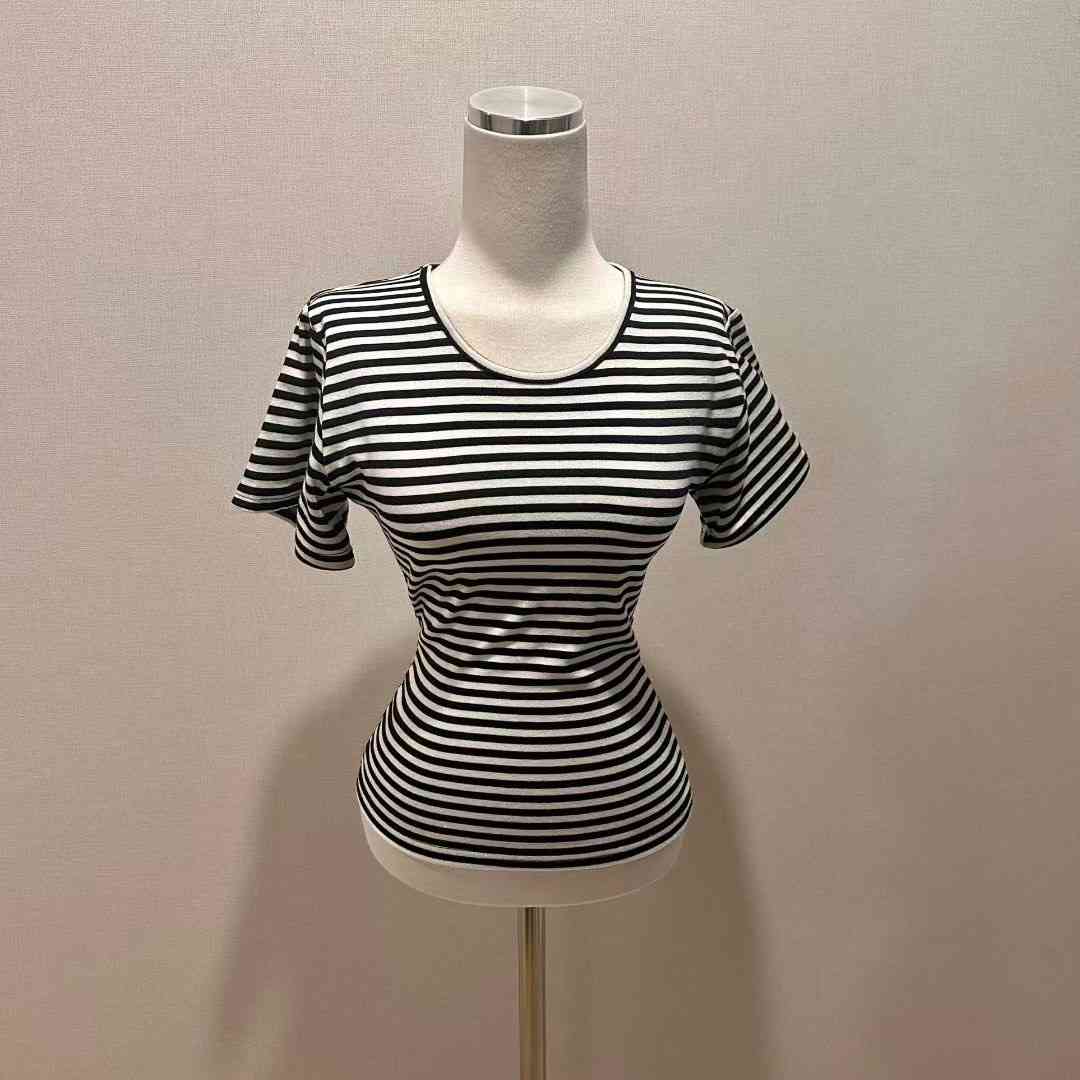ISABELLA東大門實拍女裝新款休閑推薦時尚熱賣T恤U領條紋ISABELLAT恤