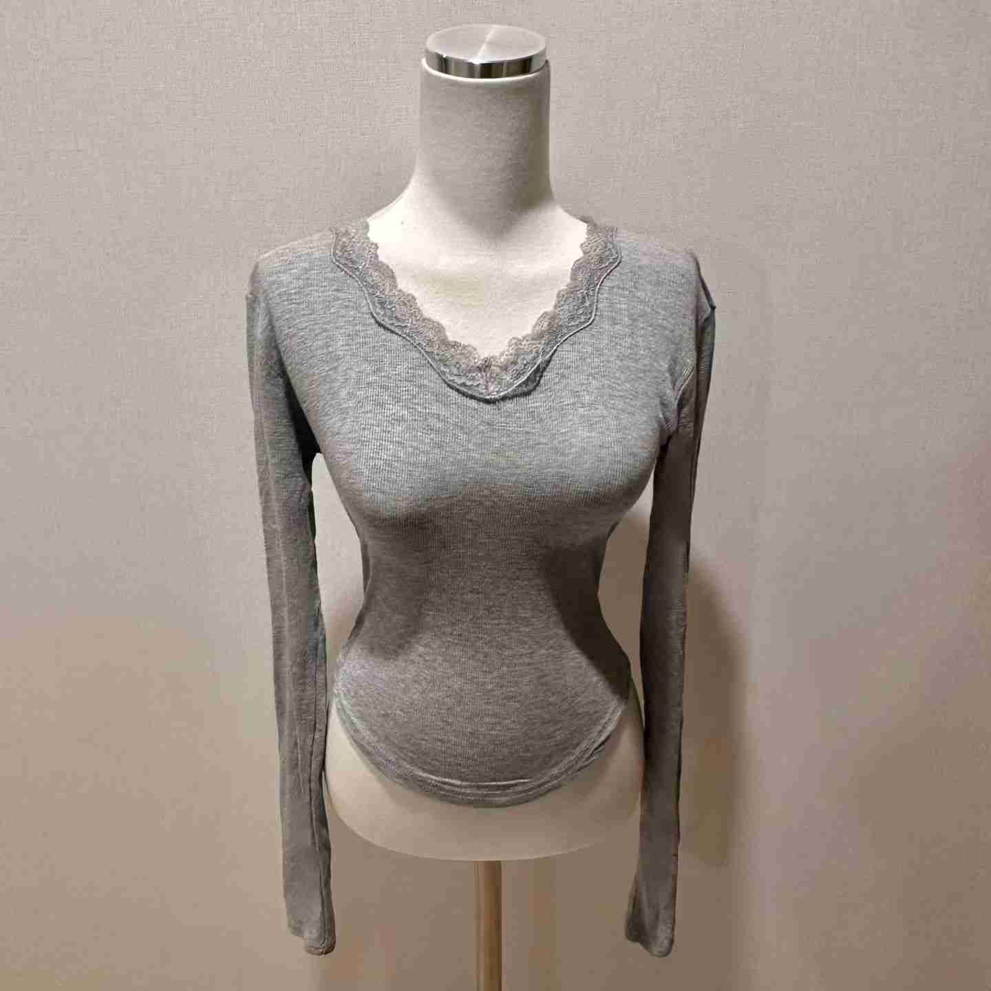 ISABELLA韓國代購女裝新品休閑熱賣真品職業長袖T恤蕾絲圓領ISABELLA長袖T恤