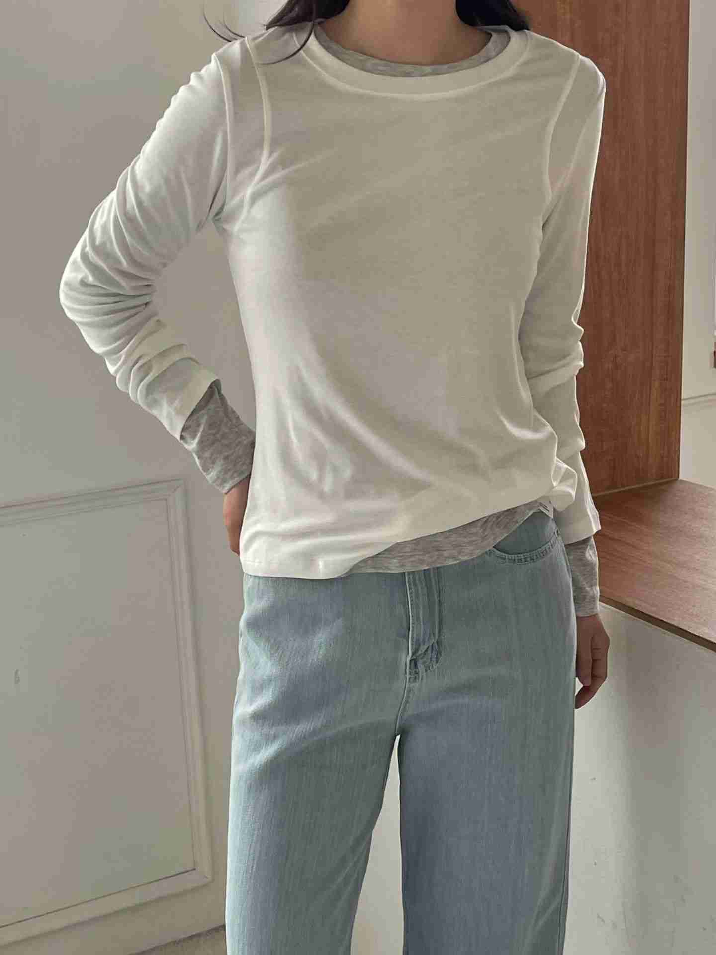 L.REWIND東大門實拍女士新品26春夏人氣長袖T恤不含內搭L.REWIND長袖T恤