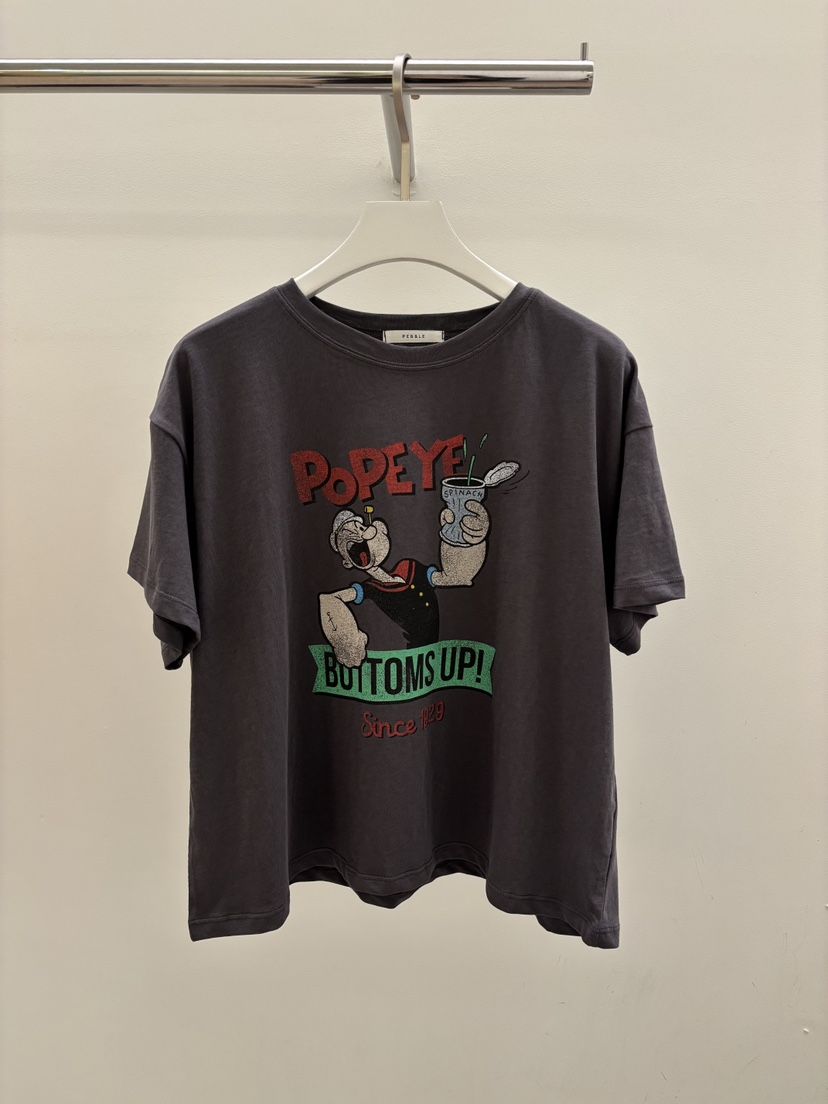 PEBBLE東大門實拍韓國女裝新品26春夏時尚熱賣T恤大力水手PEBBLET恤