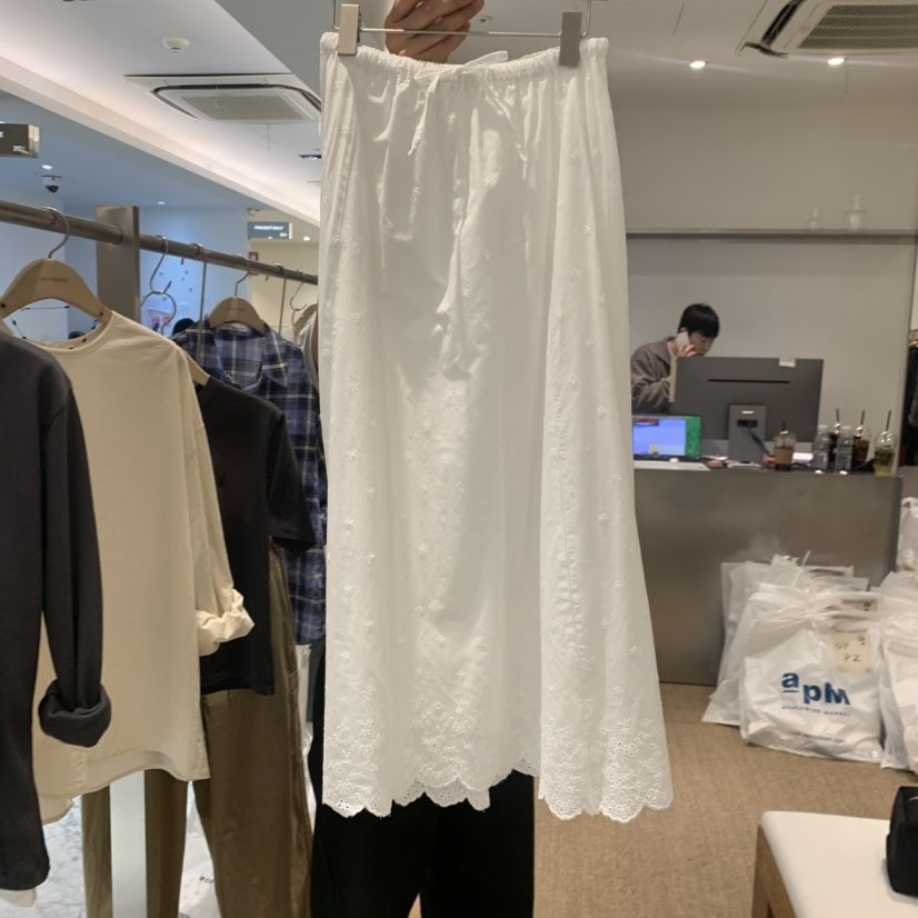 SELF SERVICE韓國直郵實拍女裝新品26春夏職業休閑長裙刺繡SELF SERVICE長裙