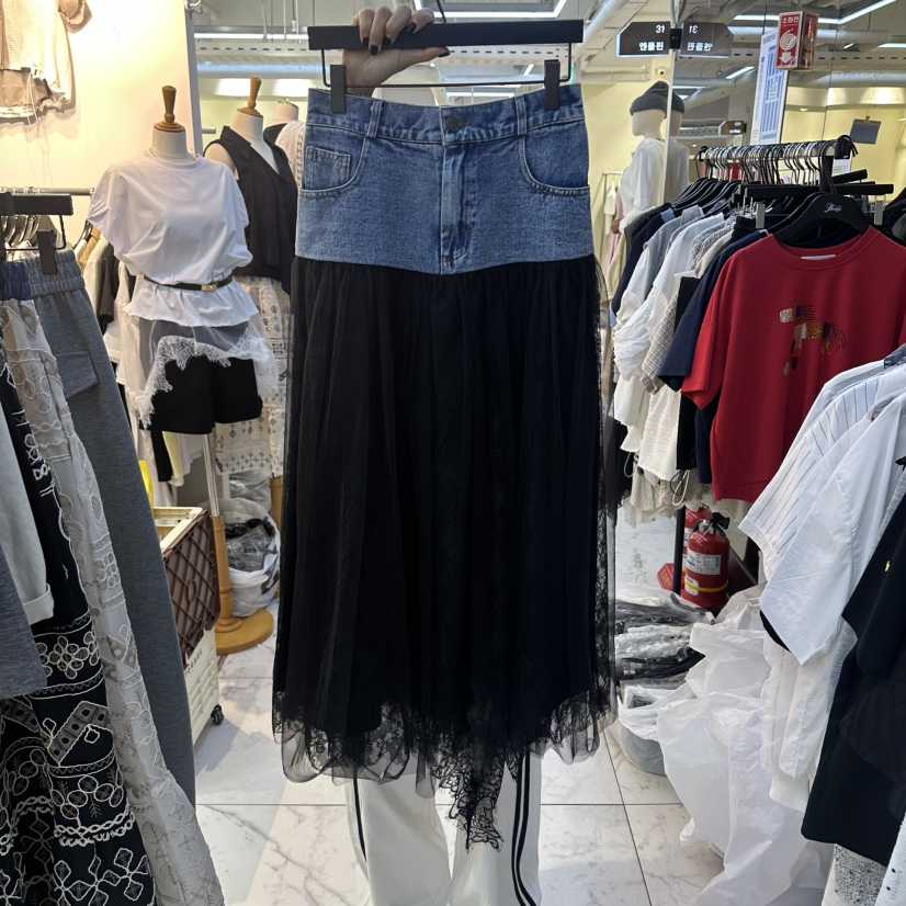 空東大門實拍韓國女裝新款時尚休閑人氣職業推薦長裙蕾絲BAKHA長裙