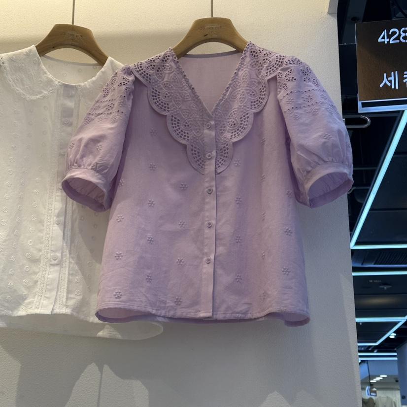 2nd B-S韓國直郵女裝新款26春夏人氣推薦襯衫蕾絲衫刺繡2nd B-S襯衫/蕾絲衫