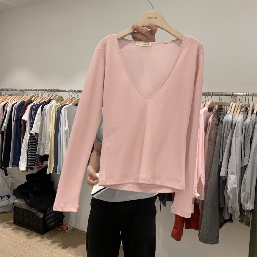 SELF SERVICE韓國直郵實拍女裝新款26夏季長袖T恤不含內搭SELF SERVICE長袖T恤