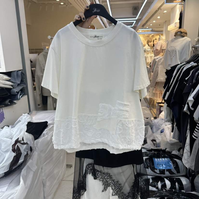 空韓國直郵實拍女士新品職業26夏季休閑人氣26春夏T恤口袋BAKHAT恤