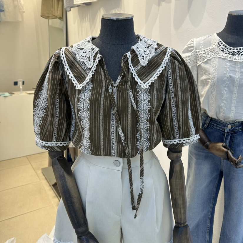 2nd B-S韓國直郵女裝新款人氣26夏季推薦襯衫蕾絲衫刺繡2nd B-S襯衫/蕾絲衫