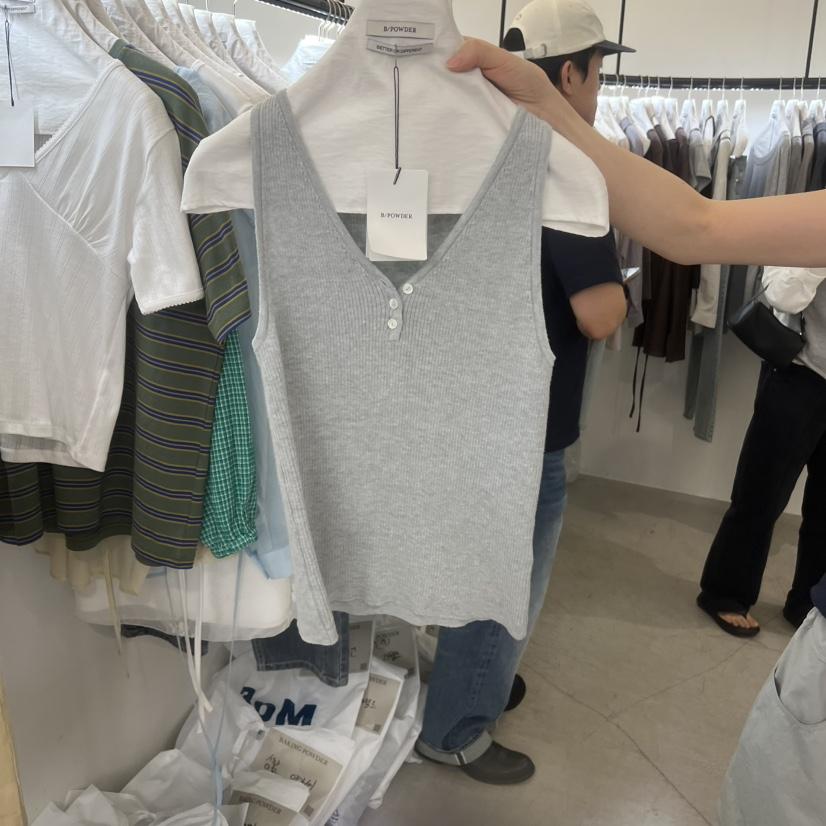 BAKING POWDER韓國東大門代購女裝新品休閑吊帶背心紐扣BAKING POWDER吊帶/背心