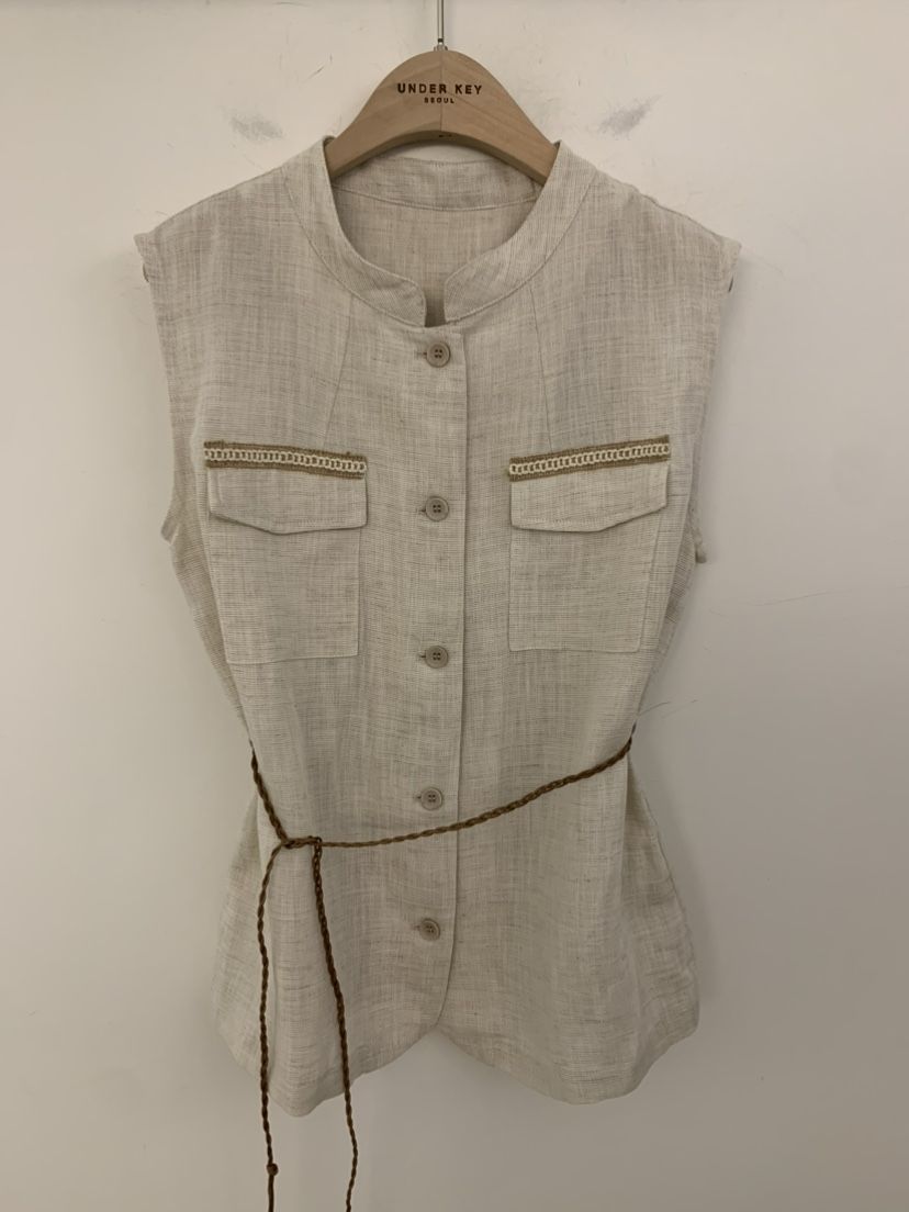 UNDER KEY韓國直郵實拍女裝新款時尚26夏季休閑馬甲含腰繩UNDER KEY馬甲