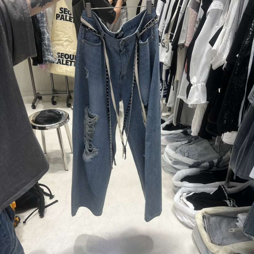 PALETTE-Q韓國東大門直郵女士新款職業時尚牛仔褲包含腰帶PALETTE-Q牛仔褲