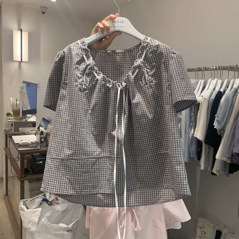 VENIR-a東大門直郵女裝新款26春夏休閑人氣職業襯衫蕾絲衫VENIR-a襯衫/蕾絲衫