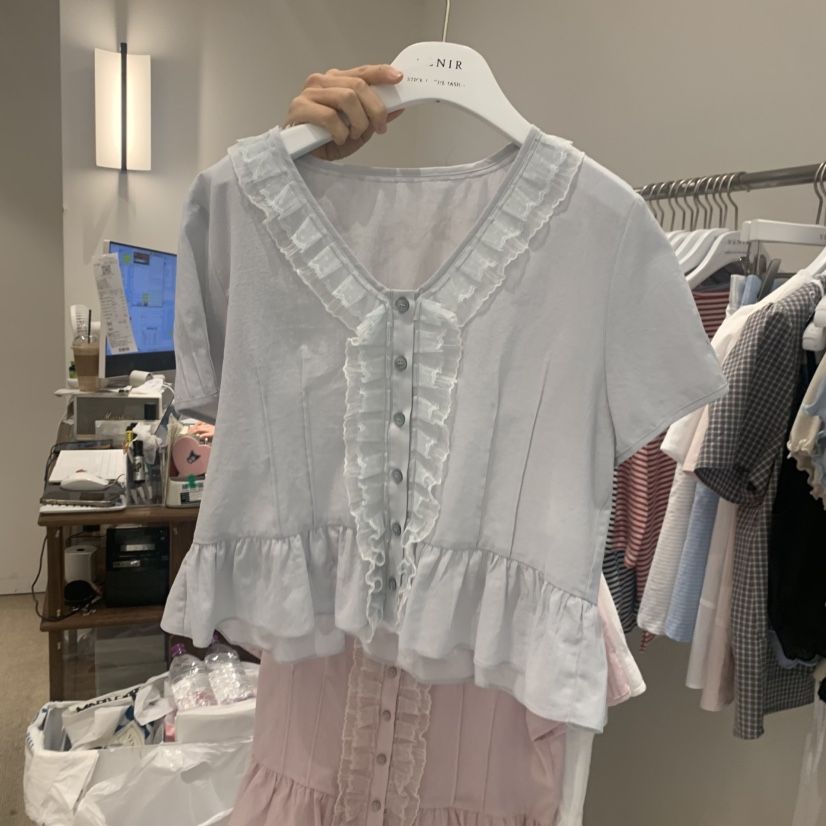 VENIR-a韓國代購女裝新款時尚職業熱賣真品26春夏襯衫蕾絲衫VENIR-a襯衫/蕾絲衫