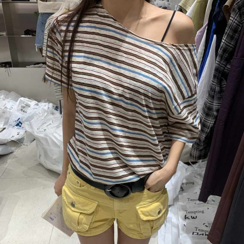 TEMPTING韓國直郵女士新款26春夏真品休閑推薦人氣T恤條紋TEMPTINGT恤