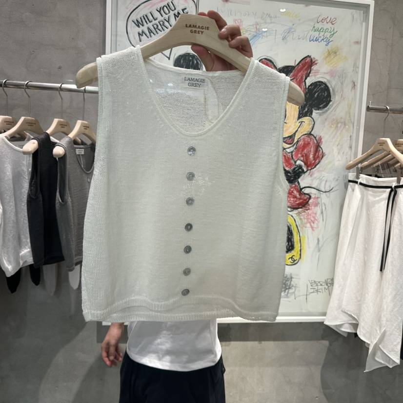 LAMAGIEPIE/LAMAGIE GREY東大門代購女士新款26春夏吊帶背心紐扣LAMAGIEPIE/LAMAGIE GREY吊帶/背心