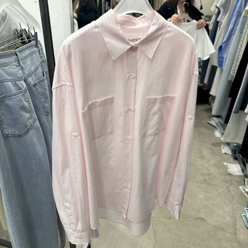 HELVETICA東大門直郵女裝新品推薦時尚人氣襯衫蕾絲衫條紋HELVETICA襯衫/蕾絲衫