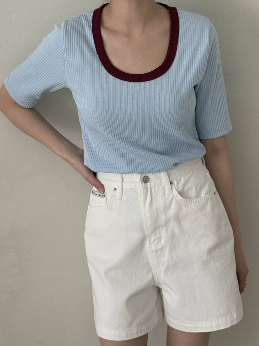 DEMAR韓國直郵女裝新款熱賣26春夏休閑推薦職業人氣T恤撞色DEMART恤