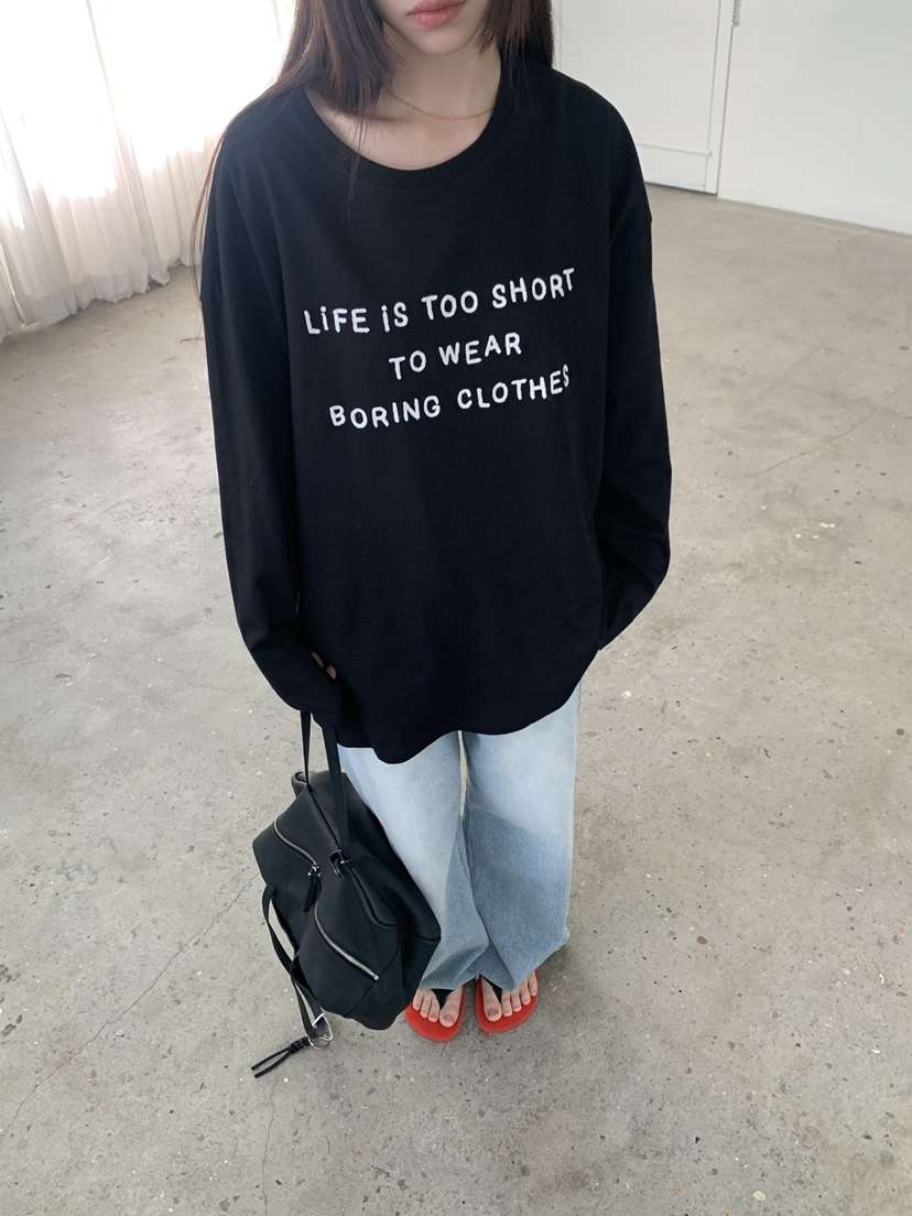 LOGARDEN韓國直郵女士新款推薦休閑人氣26春夏長袖T恤刺繡LO GARDEN長袖T恤