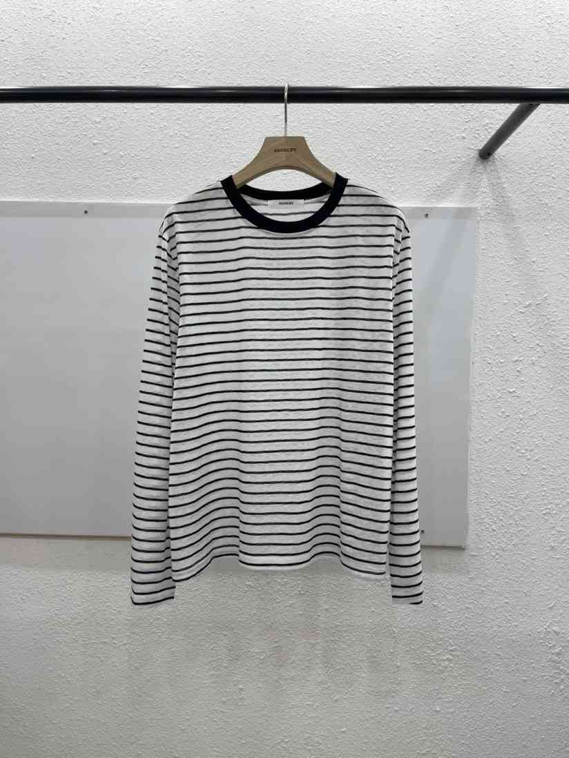 EGGPLANT東大門實拍女士新品時尚推薦休閑職業真品T恤條紋EGGPLANTT恤