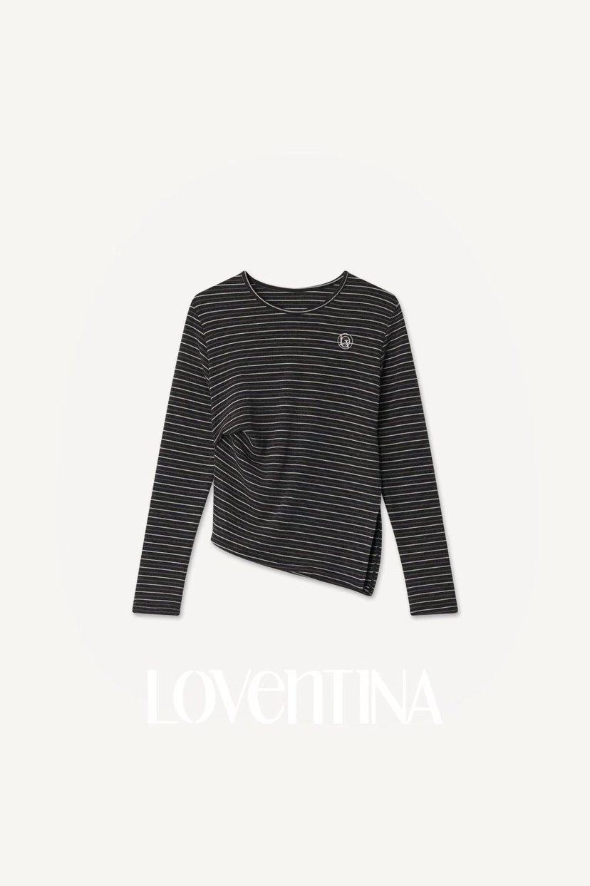 GENTLE B/LOVENTINA東大門直郵女裝新品休閑長袖T恤不對稱復古GENTLE B/LOVENTINA長袖T恤