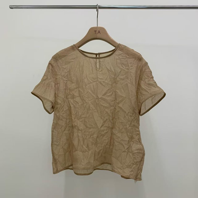 THE ABLE韓國代購女裝新款26春夏時尚真品襯衫蕾絲衫褶皺THE ABLE/TA襯衫/蕾絲衫