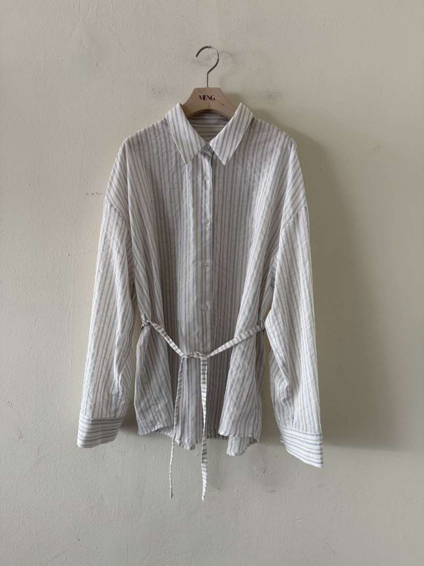 MENG韓國直郵女士新品休閑26春夏時尚推薦襯衫蕾絲衫含腰繩MENG襯衫/蕾絲衫