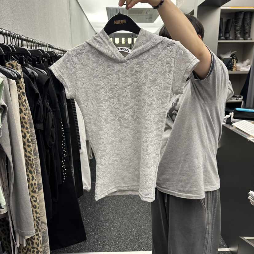 NUEUN韓國直郵女裝新品時尚人氣休閑熱賣26夏季T恤連帽衫NUEUN/SEEOTT恤