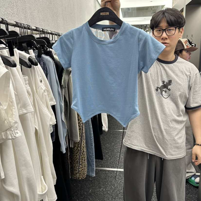 NUEUN東大門直郵女裝新品推薦休閑職業時尚真品T恤網眼緞NUEUN/SEEOTT恤