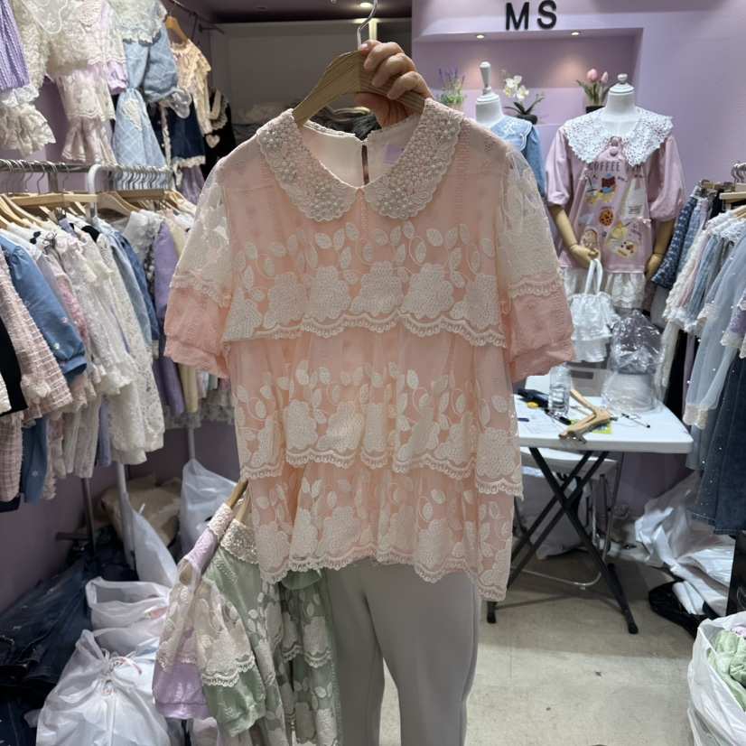 MS韓國代購女裝新款職業26春夏26夏季熱賣推薦襯衫蕾絲衫MS襯衫/蕾絲衫