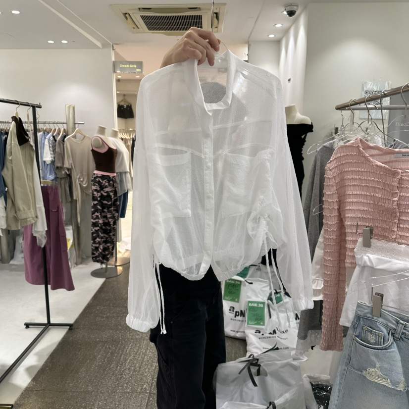 BAIE.38韓國代購女裝新品職業時尚熱賣襯衫蕾絲衫口袋透明BAIE.38襯衫/蕾絲衫