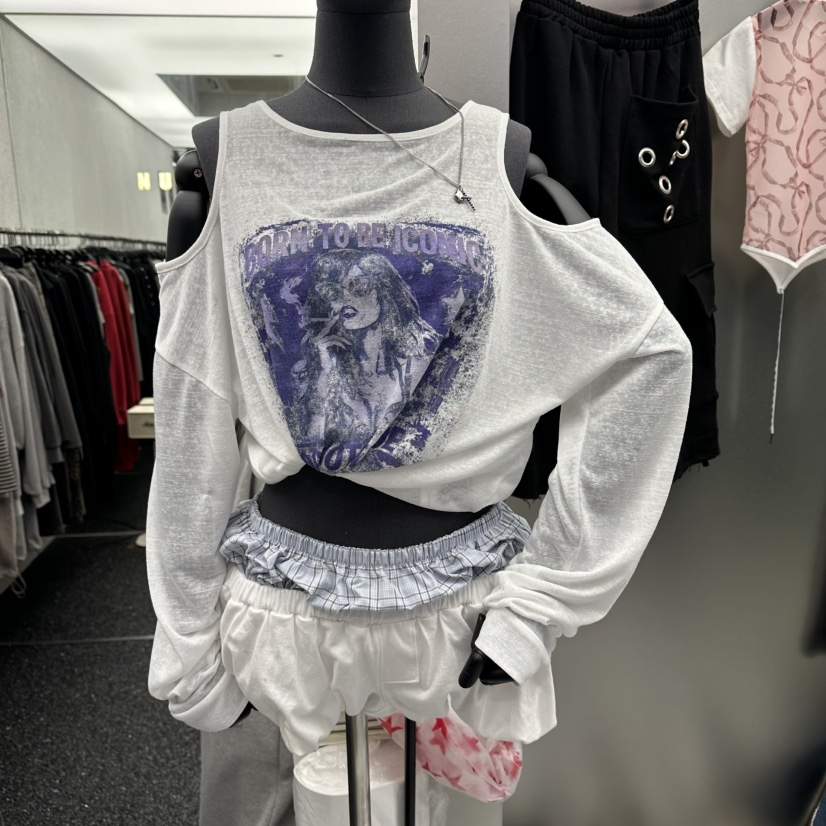 NUEUN東大門直郵女裝新品26春夏推薦人氣長袖T恤露肩亞麻NUEUN/SEEOT長袖T恤