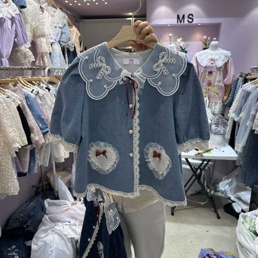 MS韓國代購女士新款26春夏職業熱賣人氣休閑襯衫蕾絲衫開衫MS襯衫/蕾絲衫